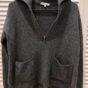 Madewell Gray Cowl Neck Sweater with Ribbed Knit